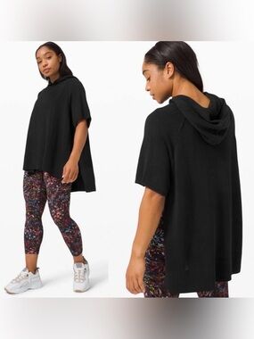 Lululemon Opened Up Poncho Casual Black M/L Oversized Cashmere hoodie Soft